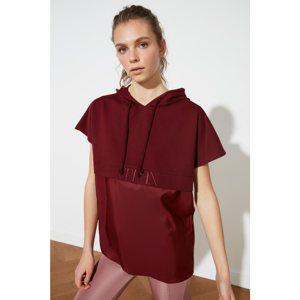 Trendyol Knitted Sweatshirt WITH Burgundy Hooded Embroidery
