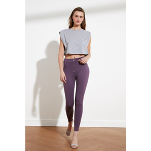 Trendyol Purple Button Detailed Knitted Pants