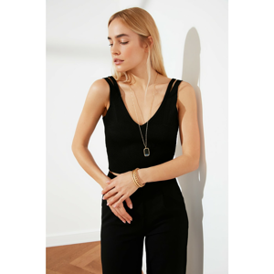 Trendyol Black V-Neck Knitwear Blouse