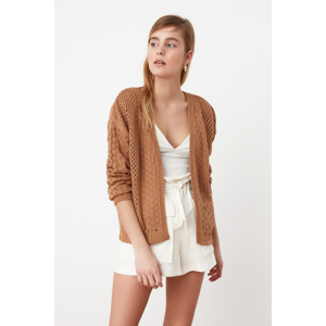 Trendyol Camel Knitting Detailed Knitwear Cardigan