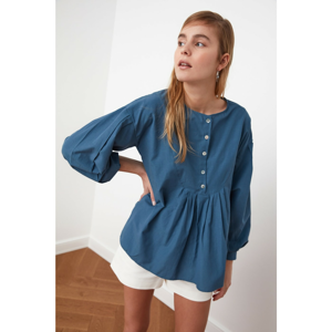 Trendyol Indigo Buttoned Blouse