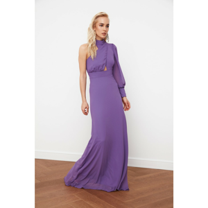 Trendyol Chiffon Evening Dress & Graduation Dress with Purple Collar Detail
