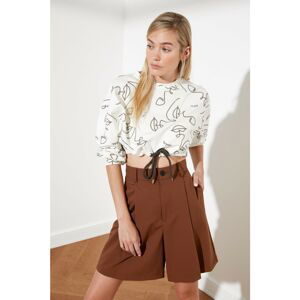 White Patterned Short Sweatshirt Trendyol - Women