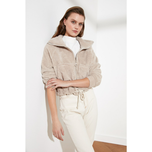 Trendyol Beige Upright Collar Plush Coat