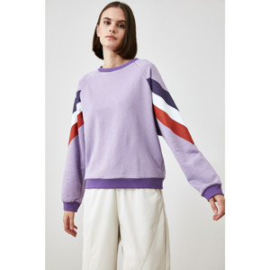 Trendyol Lila Arms Color Block Knitted Sweatshirt