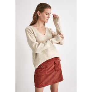 Trendyol Stone V Collar Knitwear Sweater