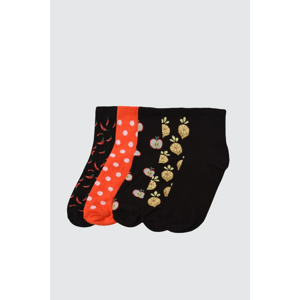 Trendyol Black Patterned 5 Knitted Socks