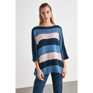 Trendyol Navy Blue Color Block Knitwear Sweater