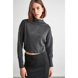 Trendyol Anthracite Upright Collar Knitted Blouse