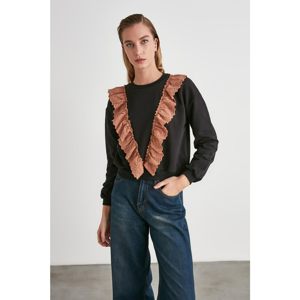 Trendyol Basic Knitted Sweatshirt WITH Black Frills Detail