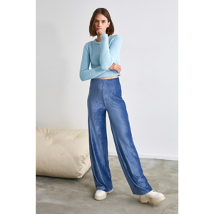 Trendyol Indigo Velvet Loose Leg Knitted Pants