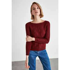 Trendyol Burgundy Knitting Detailed Knitwear Sweater