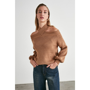 Trendyol Camel Cut Out Detailed Knitwear Sweater