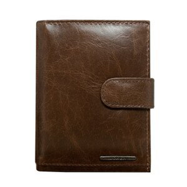 Men´s brown leather wallet with an anti-theft lock