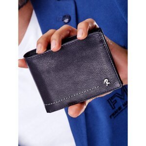 Men´s black leather wallet with stitching