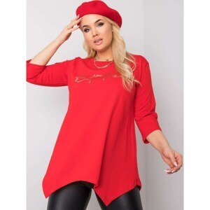 Red blouse with an inscription
