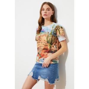 Trendyol Multicolor Printed Semifitted Knitted T-Shirt