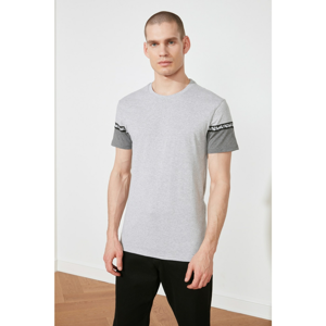 Trendyol Grey Men Slim Fit Strip Detail Short Sleeve T-Shirt