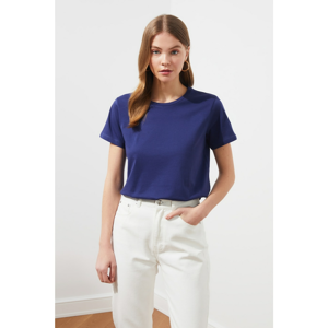 Trendyol Navy Blue-White 2 Pack Bike Collar Basic Knitted T-Shirt