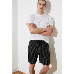Trendyol Black Men's Regular Fit Striped Shorts & Bermuda