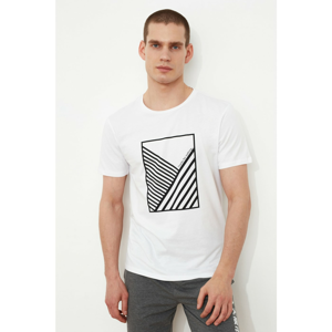 Trendyol White Male Slim Fit Printed Short Sleeve T-Shirt
