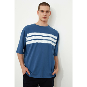 Trendyol Indigo Men's Short Sleeve Printed Oversize T-Shirt