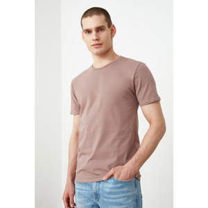 Trendyol Mink Basic Male Lycra Slim Fit Bike Collar Short Sleeve T-Shirt