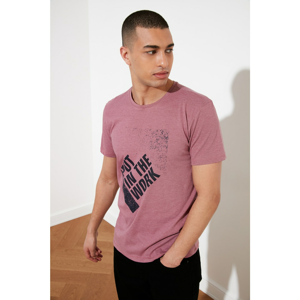 Trendyol Open Burgundy Men's Printed T-Shirt