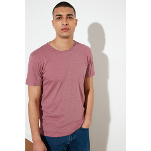 Trendyol Open Burgundy Men's Printed Short Sleeve T-Shirt