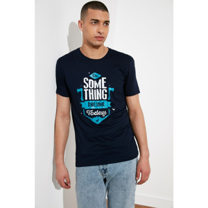 Trendyol Navy Blue Men's Printed Short Sleeve T-Shirt
