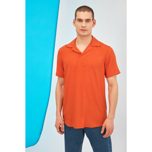 Trendyol Orange Men's Regular Fit Apaş Collar Half Pat Shirt