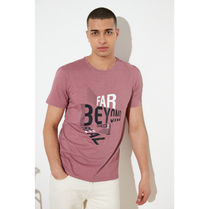 Trendyol Open Burgundy Men's Printed T-Shirt