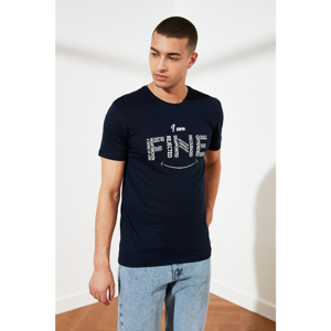 Trendyol Navy Blue Men's Printed T-Shirt