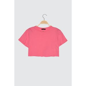Trendyol Pink Crop Knitted T-Shirt