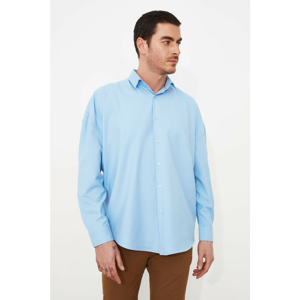 Trendyol Blue Male Oversize Fit Basic Shirt Collar Shirt