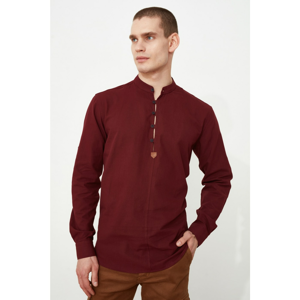 Trendyol Burgundy Men's Regular Fit Judge Collar Shirt