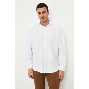 Trendyol White Male Oversize Fit Basic Shirt Collar Shirt