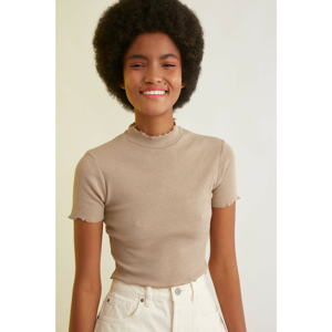 Trendyol Stone Wick Crop Knitted Blouse