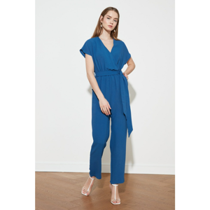 Trendyol Indigo Belt Cruise Collar Jumpsuit