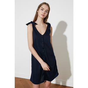 Trendyol Navy Blue Tie Detail Knitted Dress