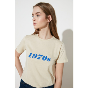 Trendyol Stone Printed Basic Knitted T-Shirt