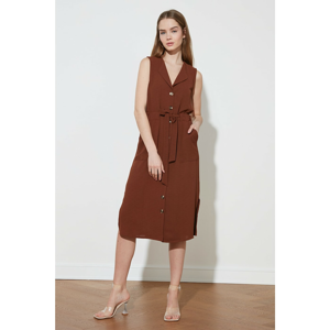 Trendyol Brown Tie Detail Shirt Dress