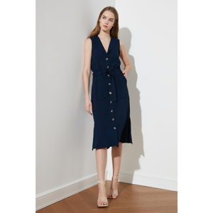 Trendyol Navy Blue Tie Detail Shirt Dress