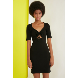 Trendyol Black Tie Detail Wick Knitted Dress