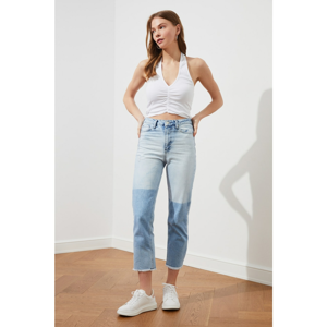 Trendyol High Waist Straight Jeans WITH Blue Color Block