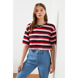 Trendyol Loose Knitted T-Shirt WITH MulticolorEd Stripes