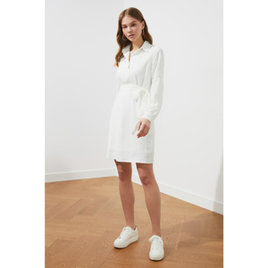 Trendyol Ecru BeltEd Sleeve Detail Dress