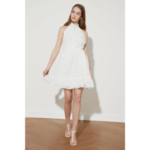 Trendyol Ecru Belt Fabric Textured Dress