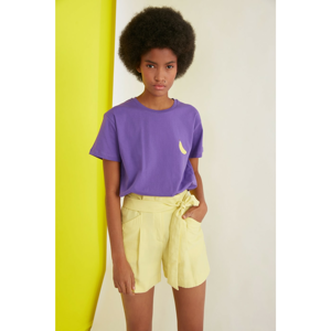 Trendyol Purple Semifited Printed Knitted T-Shirt