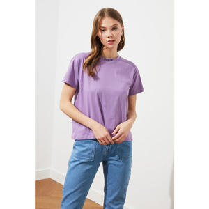 Trendyol Semifitted Knitted T-Shirt WITH Light Purple Print
